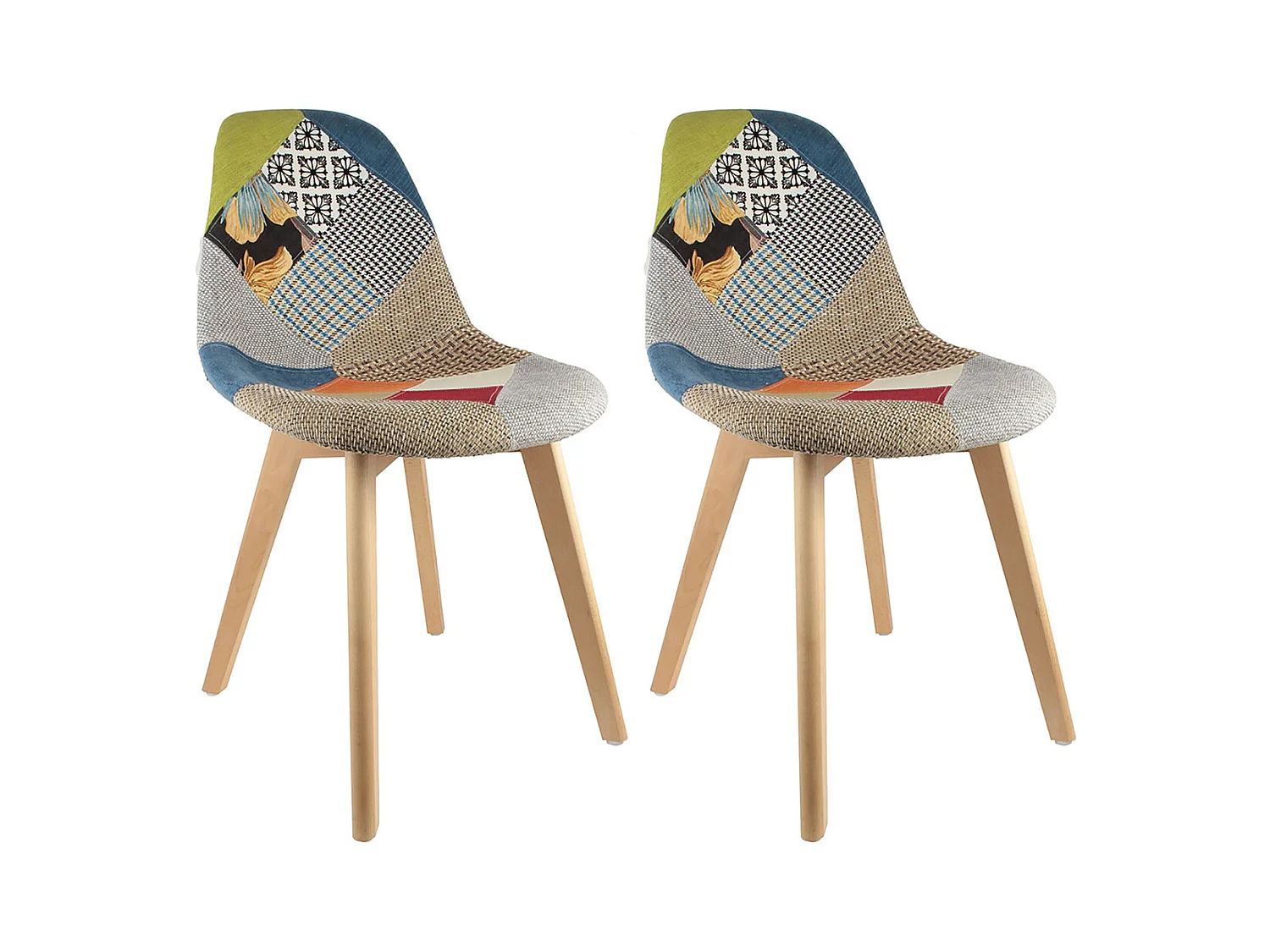 PATCHWORK - Lot de 2 Chaises Scandinaves Multicolore