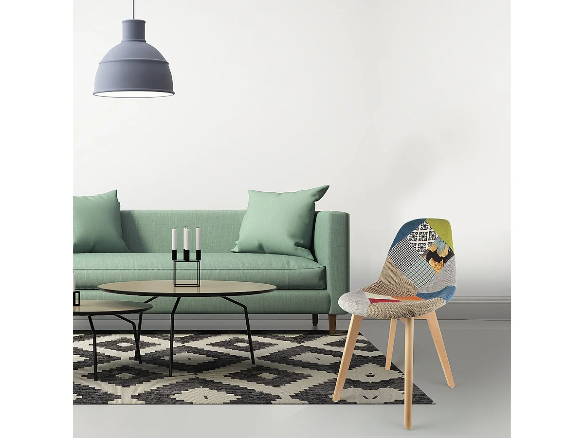 PATCHWORK - Lot de 2 Chaises Scandinaves Multicolore