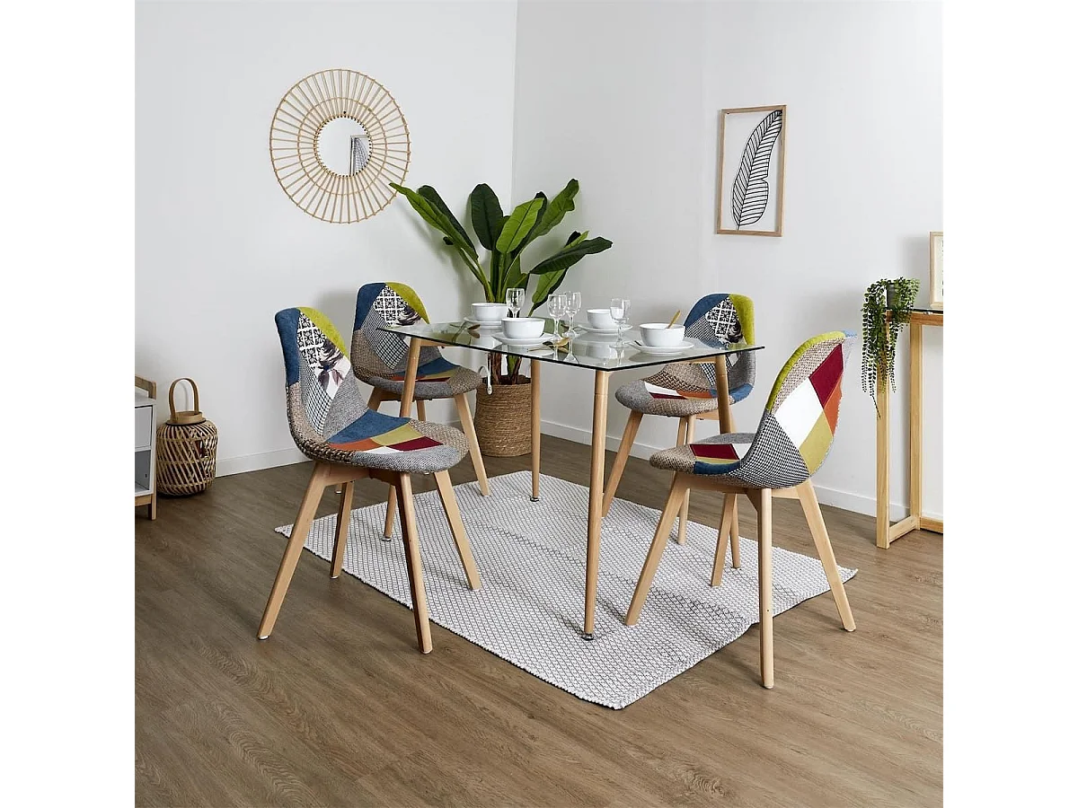 PATCHWORK - Lot de 2 Chaises Scandinaves Multicolore