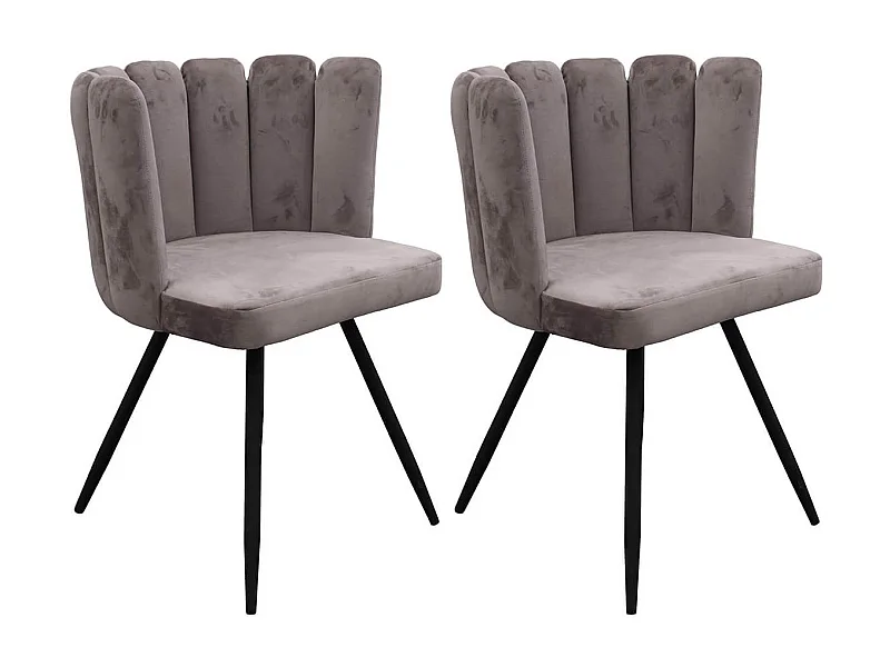 CHARLOTTE - Lot de 2 Chaises Velours Gris