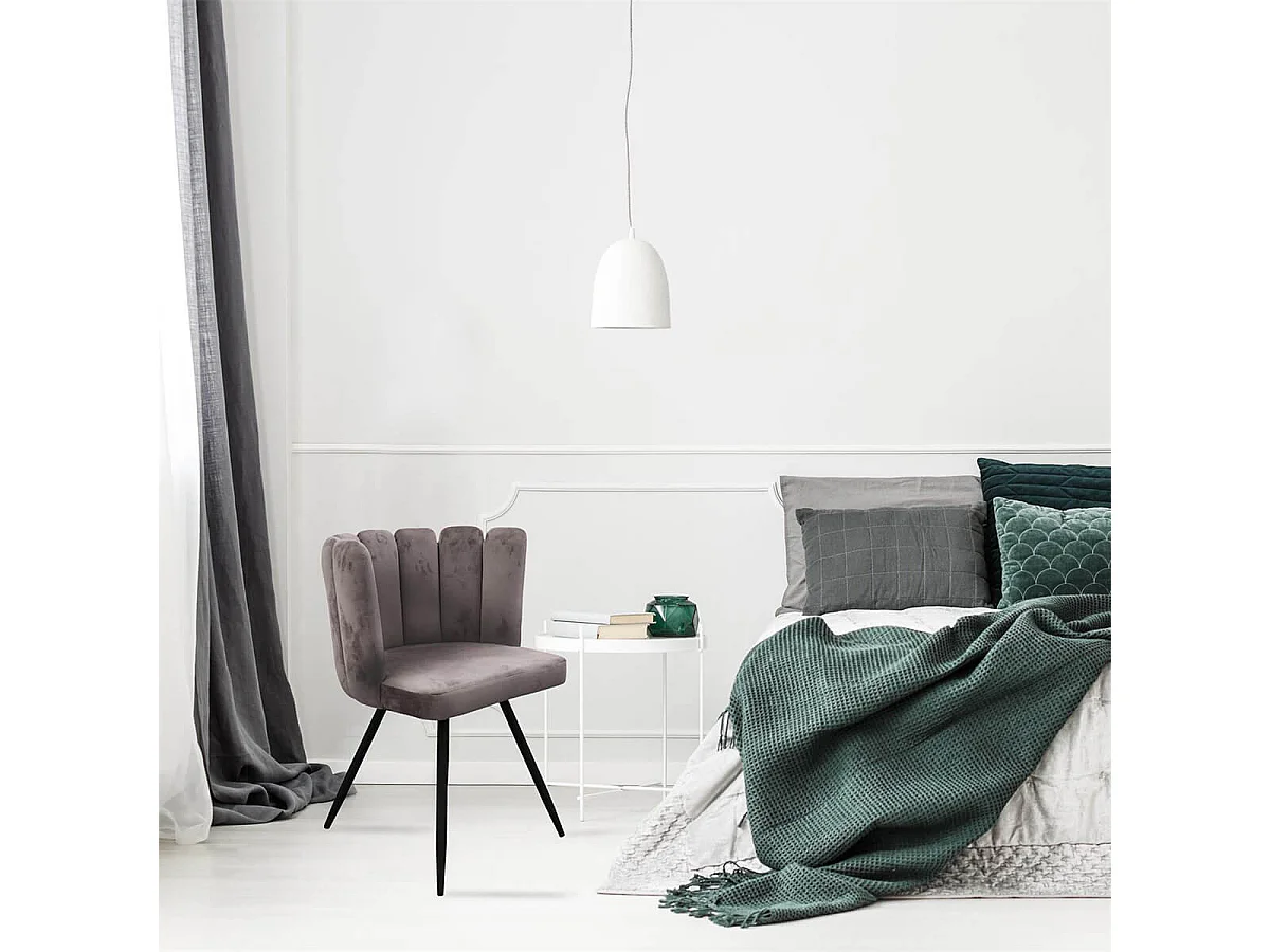 CHARLOTTE - Lot de 2 Chaises Velours Gris