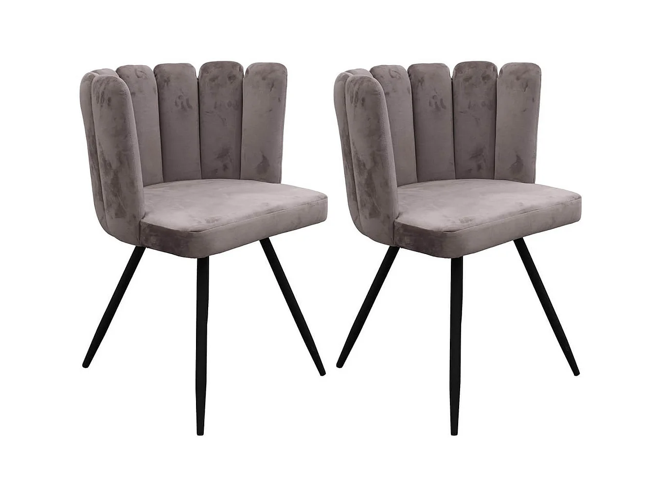 CHARLOTTE - Lot de 2 Chaises Velours Gris