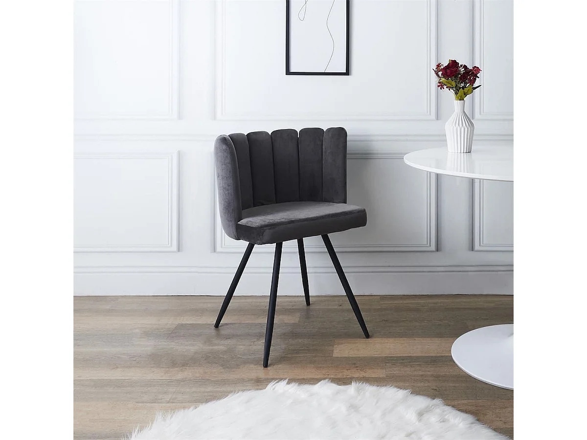 CHARLOTTE - Lot de 2 Chaises Velours Gris