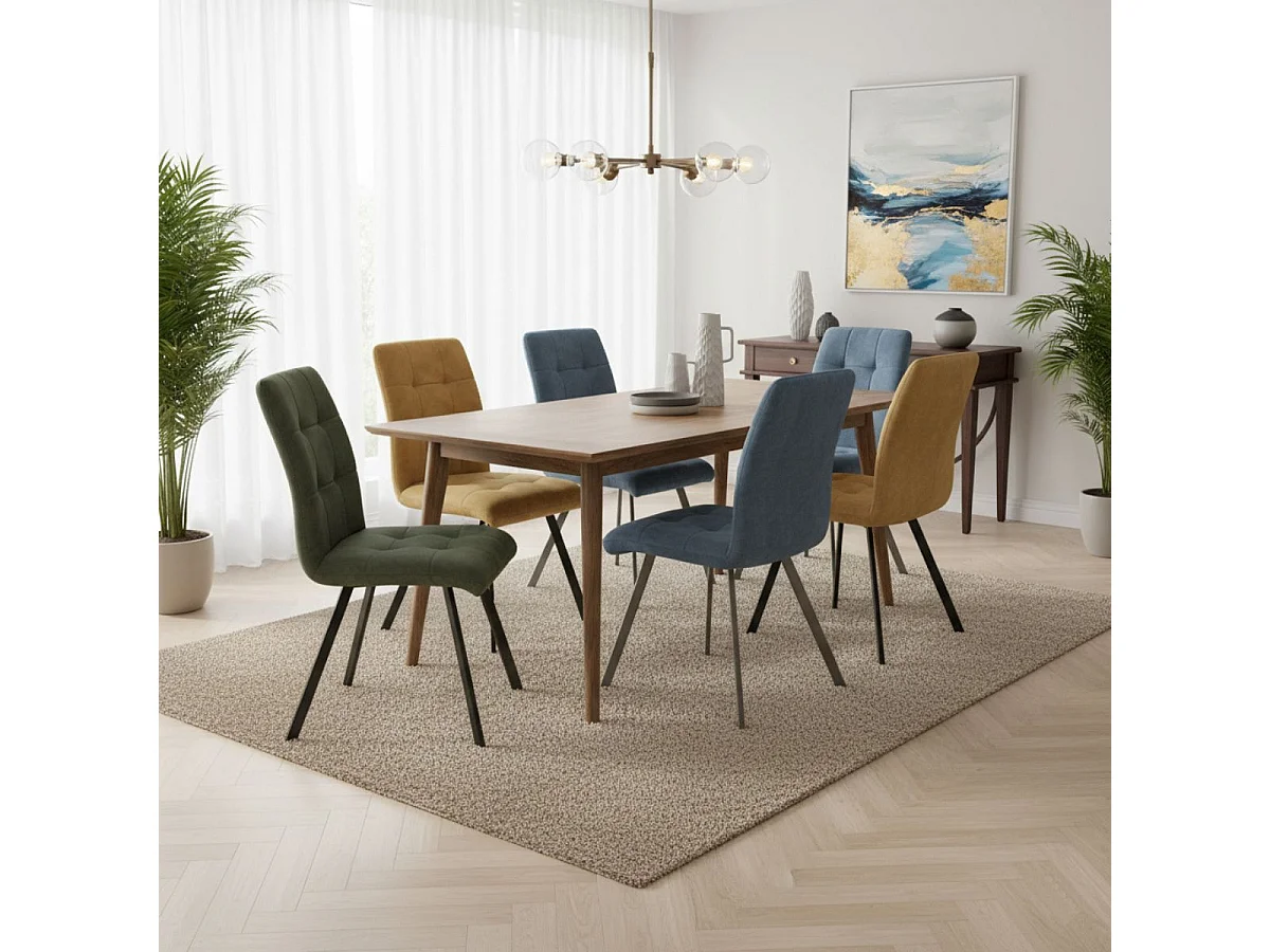 JOHN - Lot de 6 Chaises Capitonnées Jaune