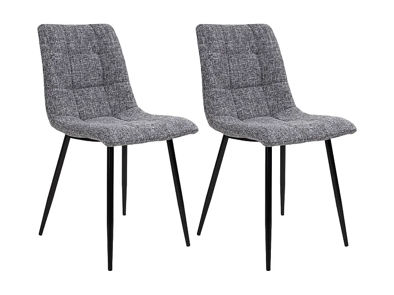 STRIB - Lot de 2 Chaises Tissu Gris Tacheté et Piétement Acier