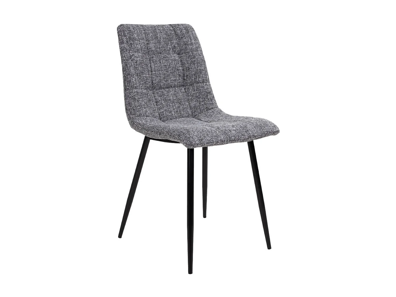 STRIB - Lot de 2 Chaises Tissu Gris Tacheté et Piétement Acier
