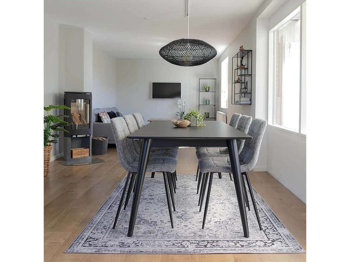 STRIB - Lot de 2 Chaises Tissu Gris Tacheté et Piétement Acier