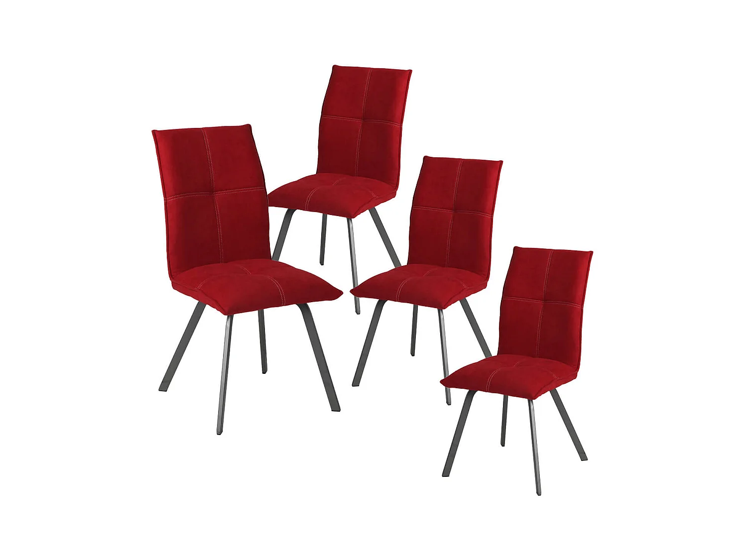 BISPO - Lot de 4 Chaises Tissu Coloris Rouge