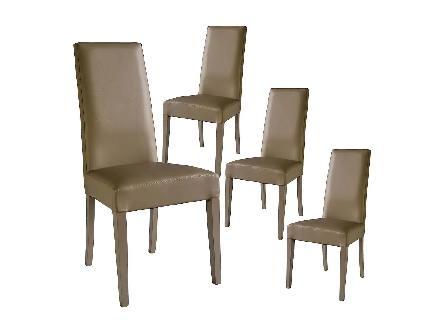 TORINO - Lot de 4 Chaises Simili Taupe et Pieds Laqués