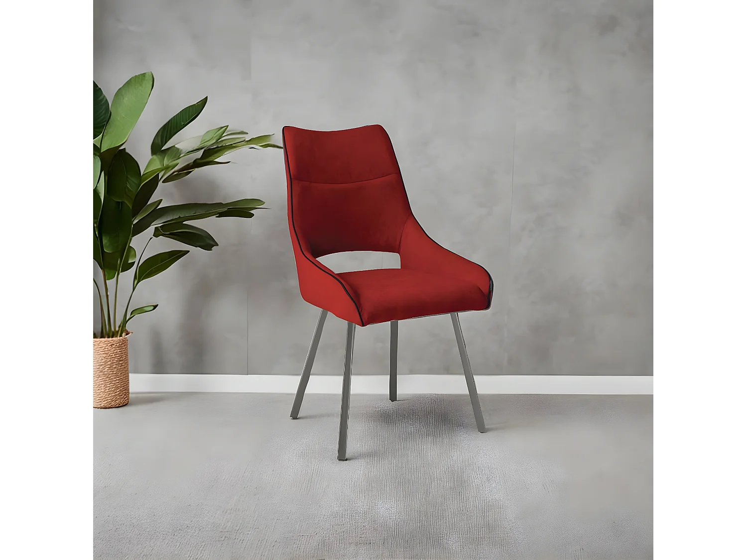 AMADO - Lot de 2 Chaises Tissu Coloris Rouge