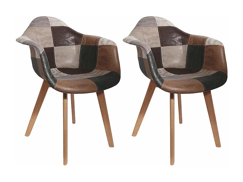 MELO - Lot de 2 Fauteuils Scandinaves Aspect Vieux Cuir