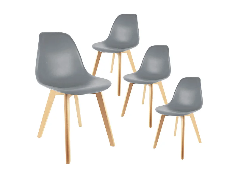MELYA - Lot de 4 Chaises Scandinaves Grises