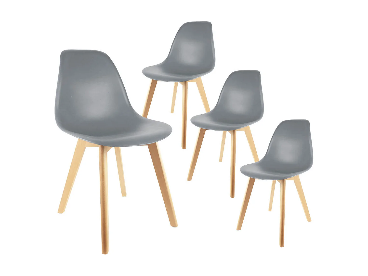 MELYA - Lot de 4 Chaises Scandinaves Grises