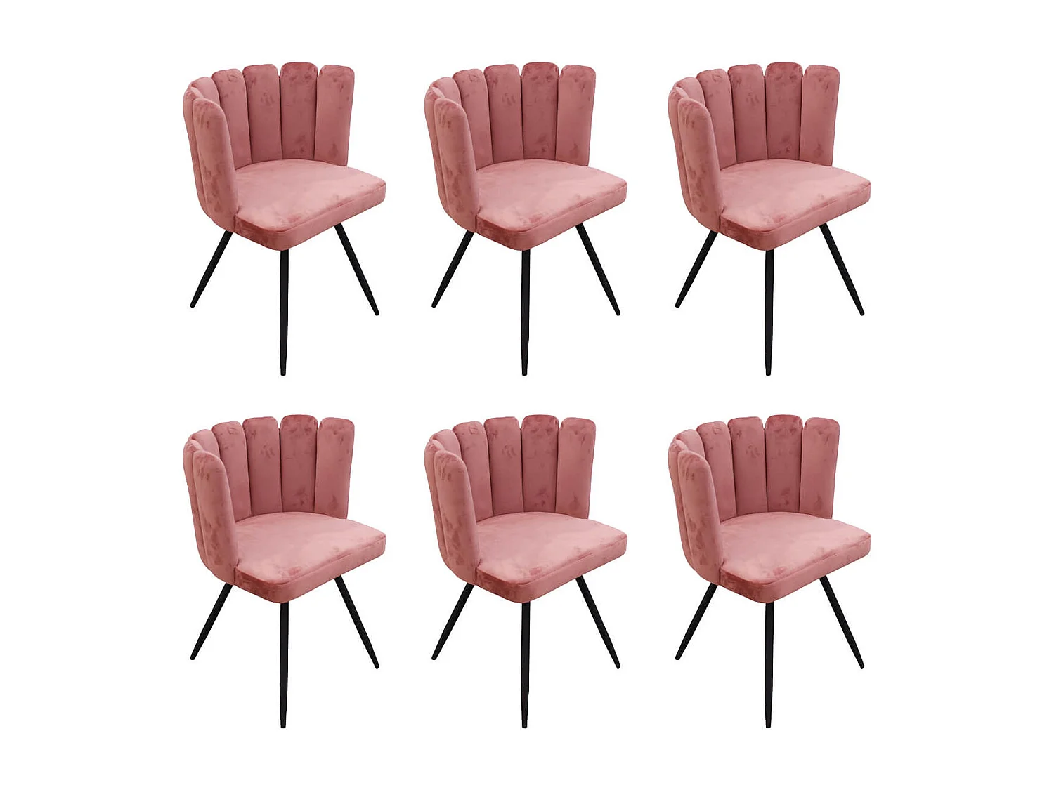 CHARLOTTE - Lot de 6 Chaises Velours Rose