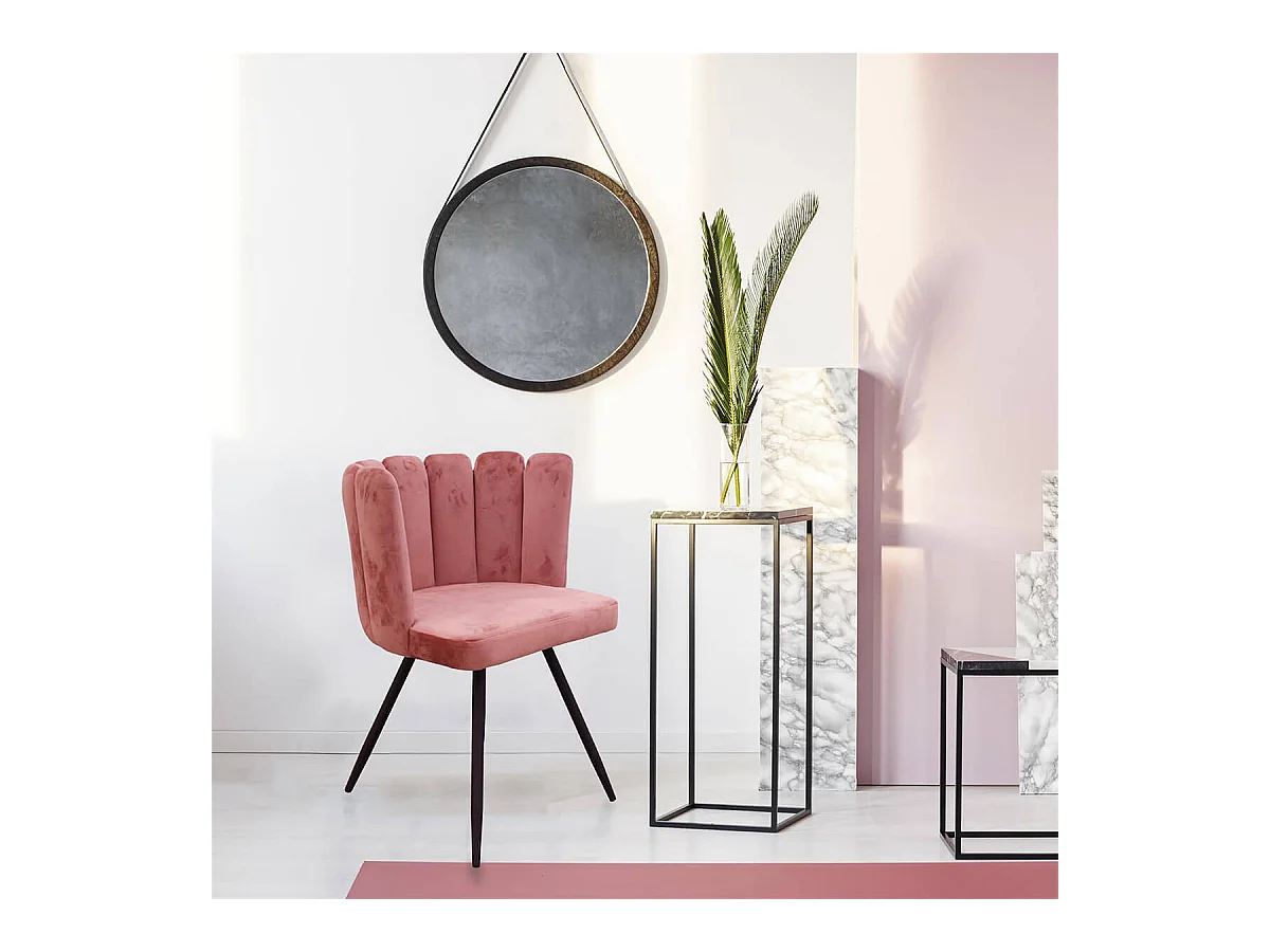 CHARLOTTE - Lot de 6 Chaises Velours Rose