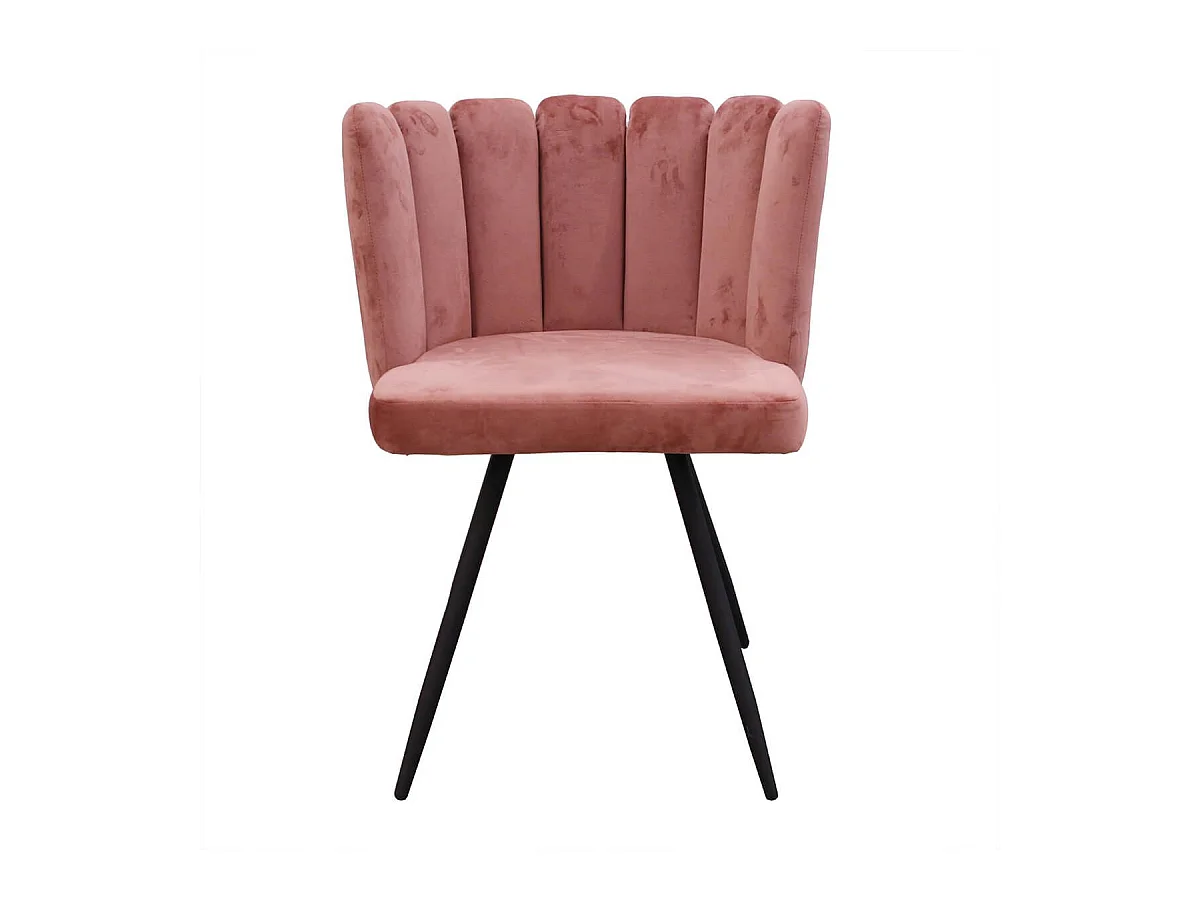 CHARLOTTE - Lot de 6 Chaises Velours Rose