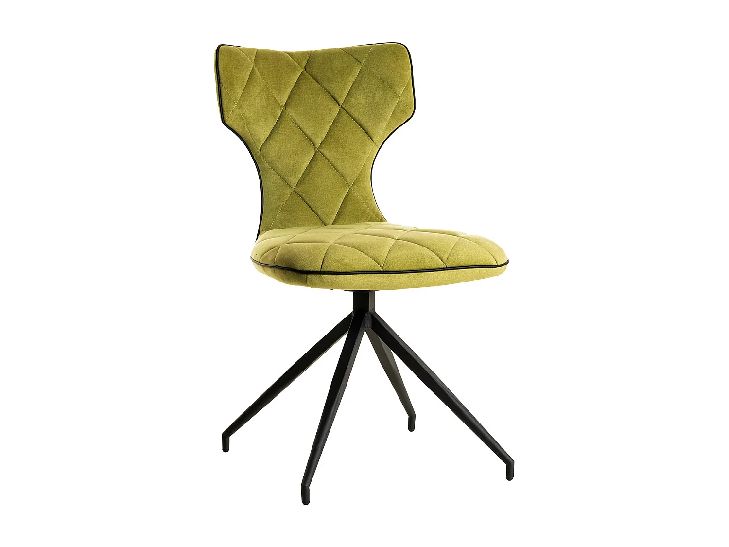 STYK - Lot de 4 Chaises Tissu Vertes Surpiqures Carreaux