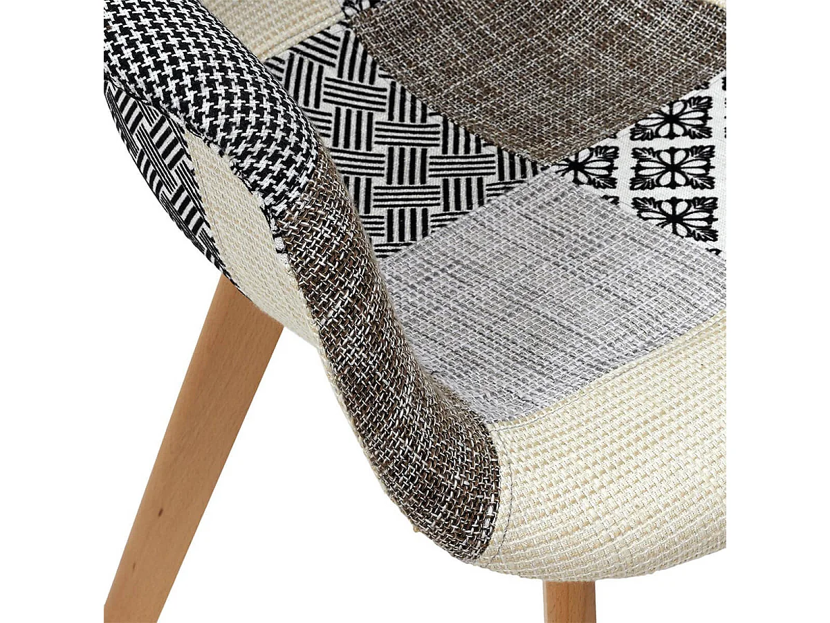 GIADA - Lot de 2 Fauteuils Patchwork Motifs Grisés