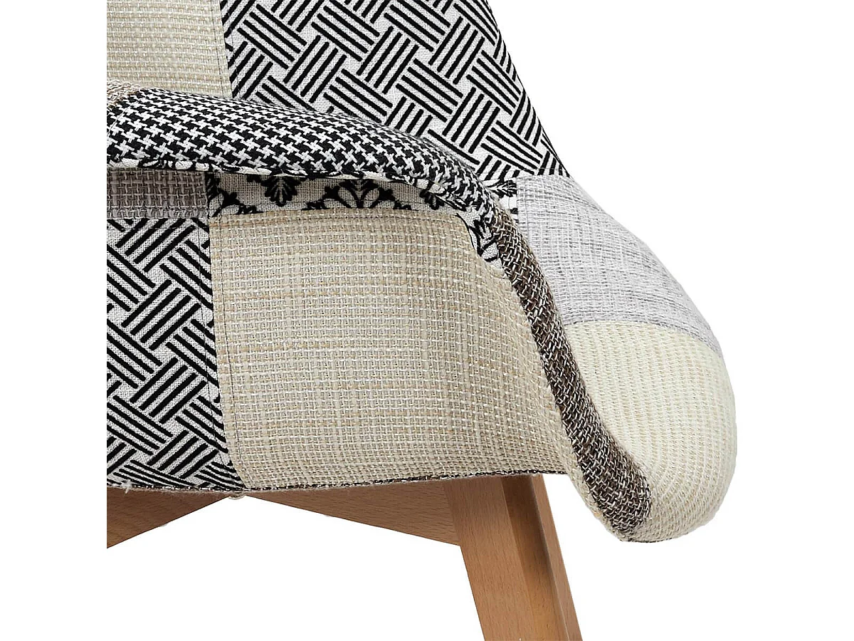 GIADA - Lot de 2 Fauteuils Patchwork Motifs Grisés
