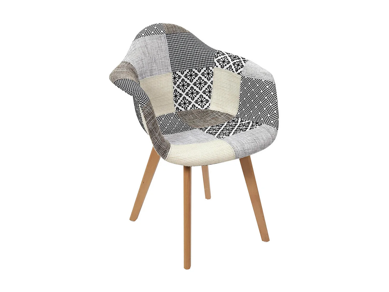 GIADA - Lot de 2 Fauteuils Patchwork Motifs Grisés