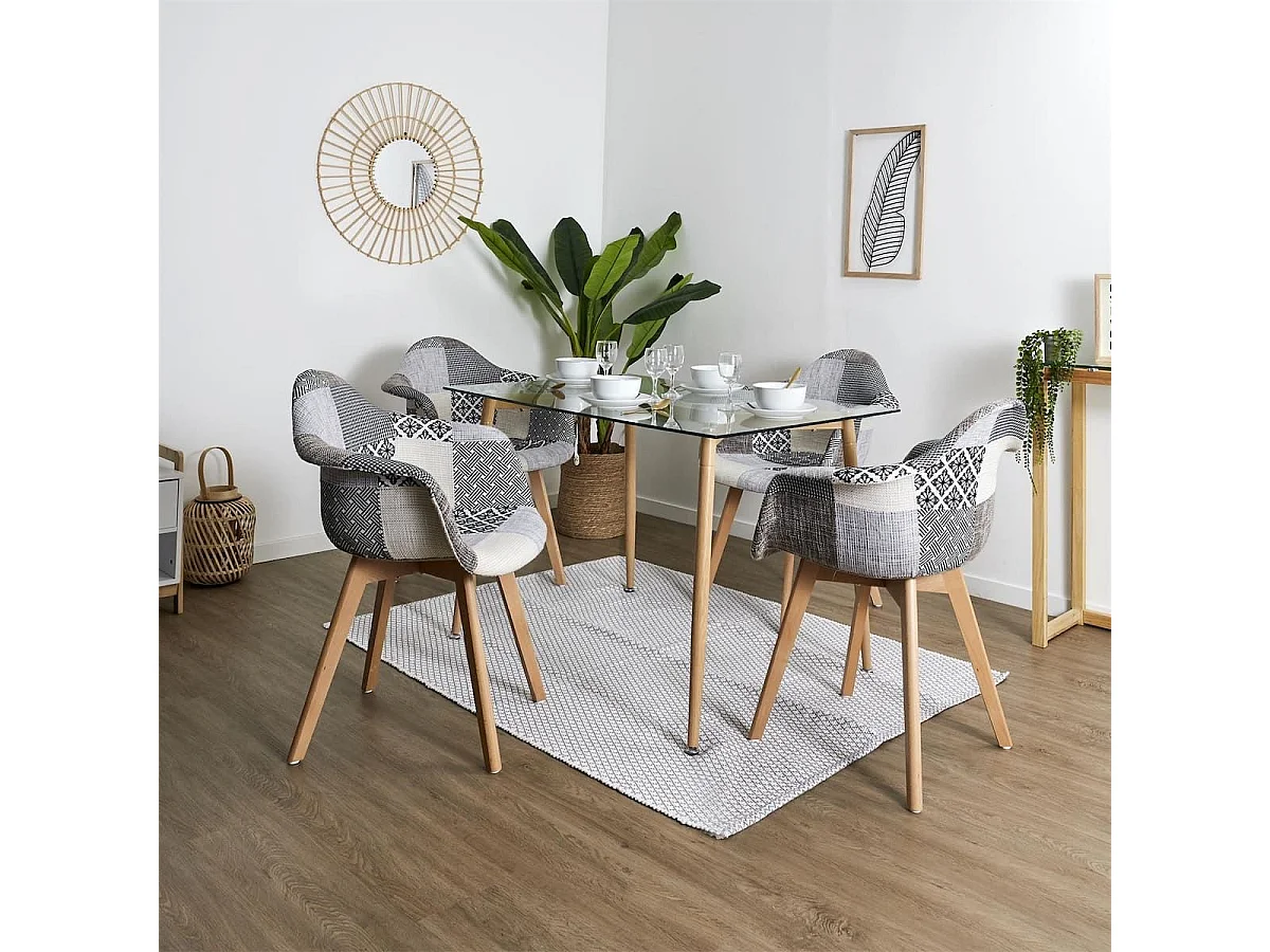 GIADA - Lot de 2 Fauteuils Patchwork Motifs Grisés