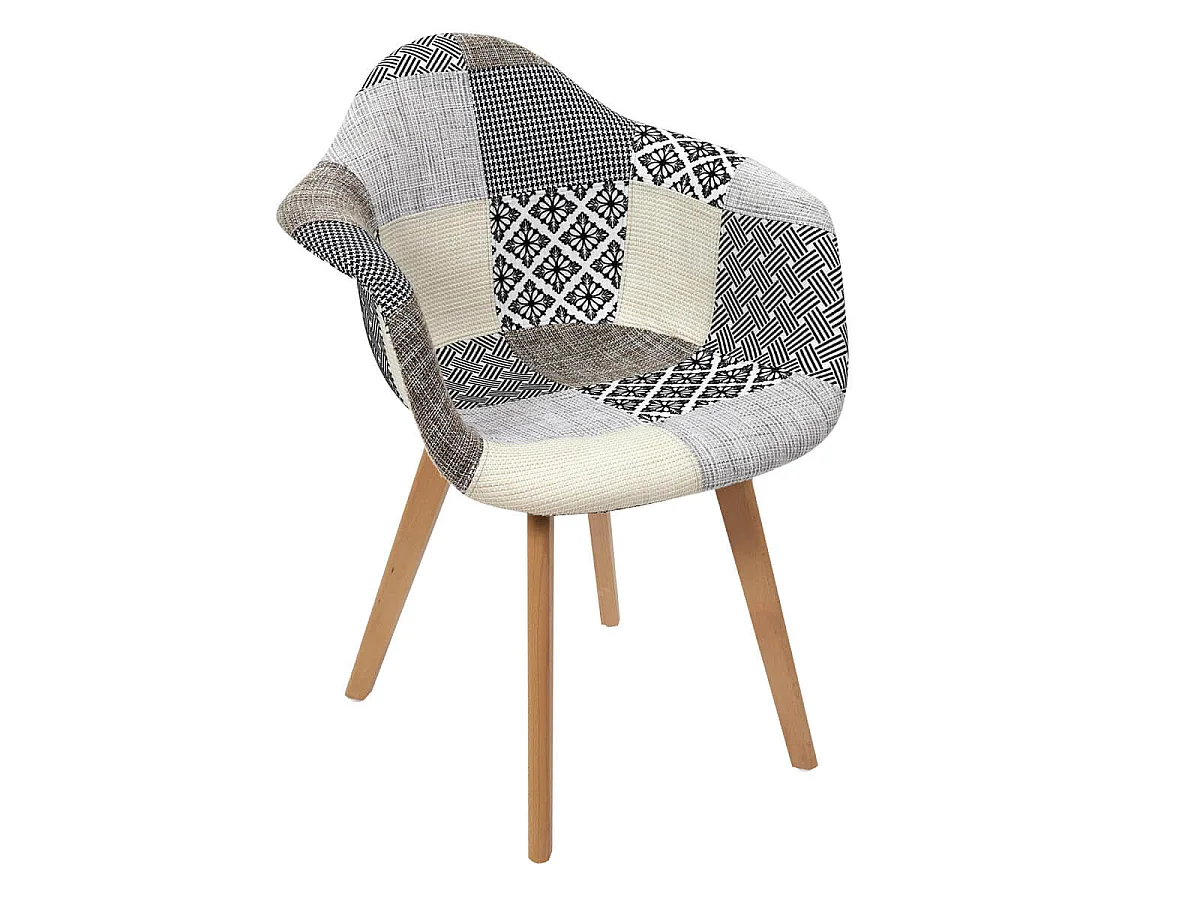 GIADA - Lot de 2 Fauteuils Patchwork Motifs Grisés