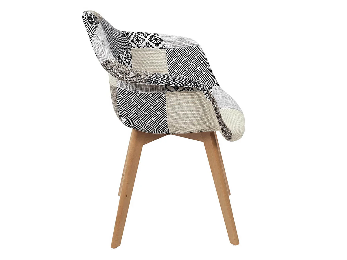 GIADA - Lot de 2 Fauteuils Patchwork Motifs Grisés