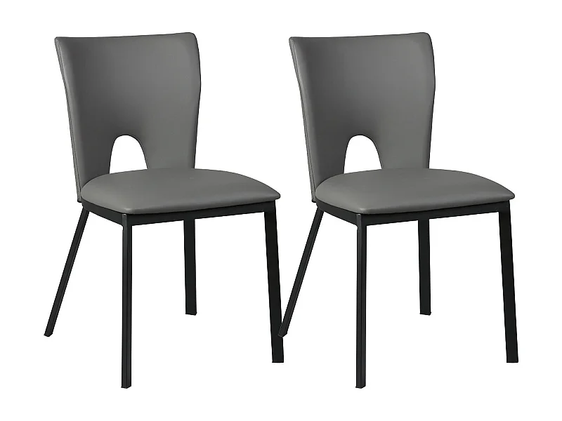 CATALIA - Lot de 2 Chaises Grises Métal et Simili