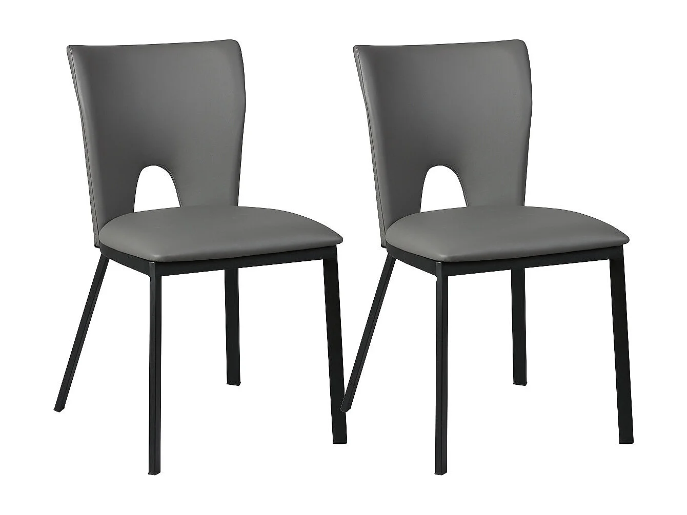 CATALIA - Lot de 2 Chaises Grises Métal et Simili