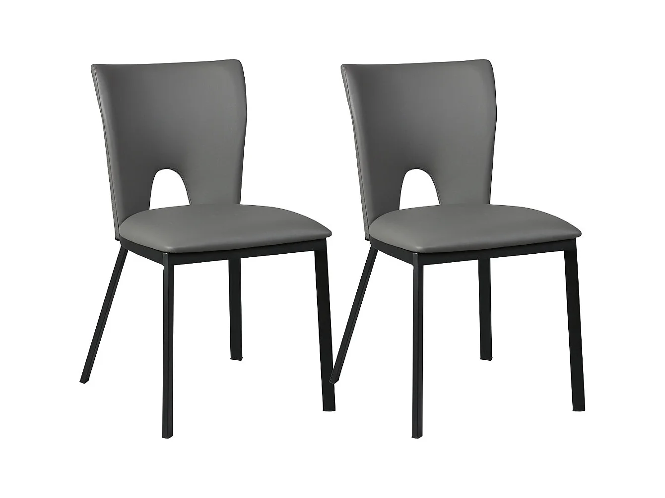 CATALIA - Lot de 2 Chaises Grises Métal et Simili