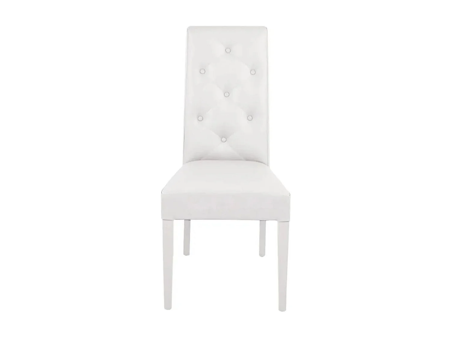 TREVI - Lot de 4 Chaises Simili Blanc et Pieds Laqués