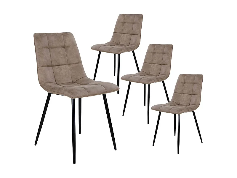 STRIB - Lot de 4 Chaises Tissu Marron et Piétement Acier
