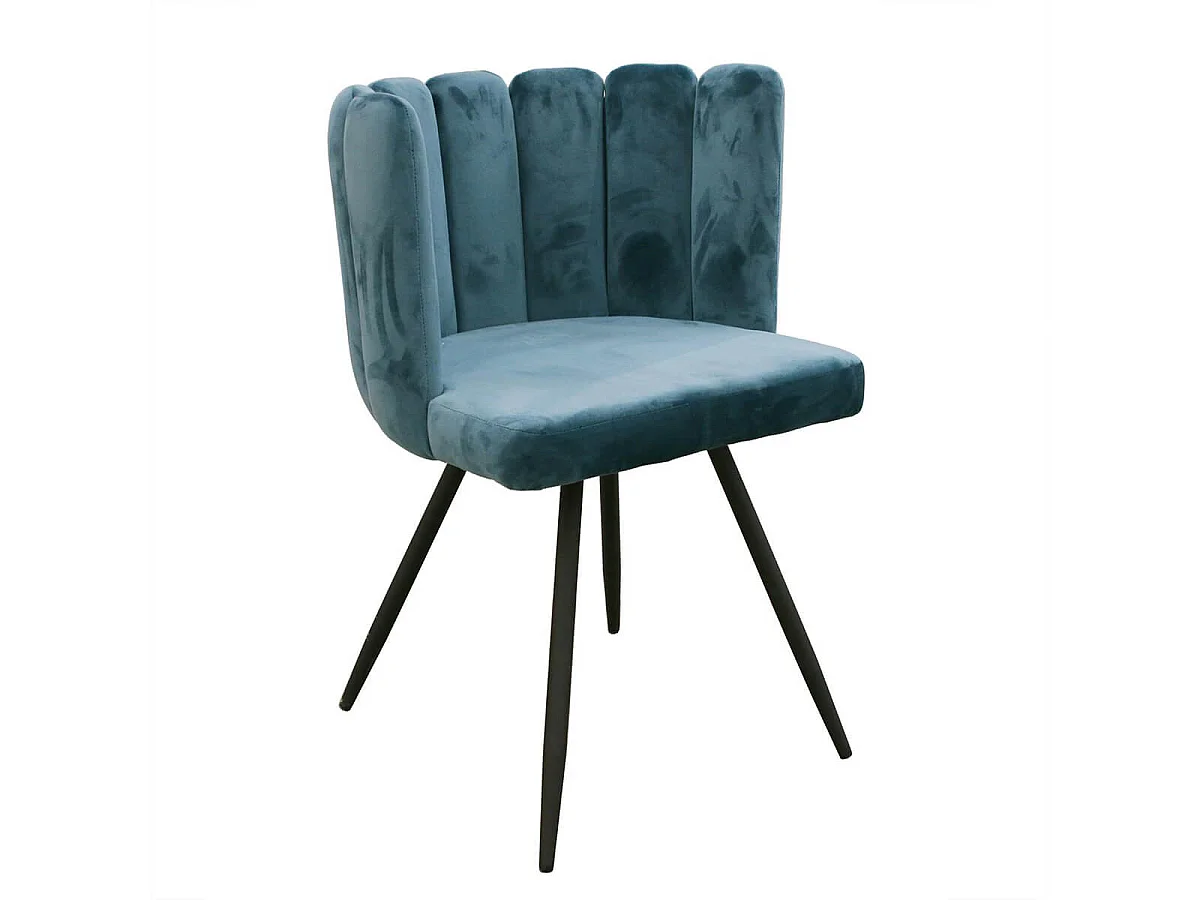 CHARLOTTE - Lot de 4 Chaises Velours Bleu