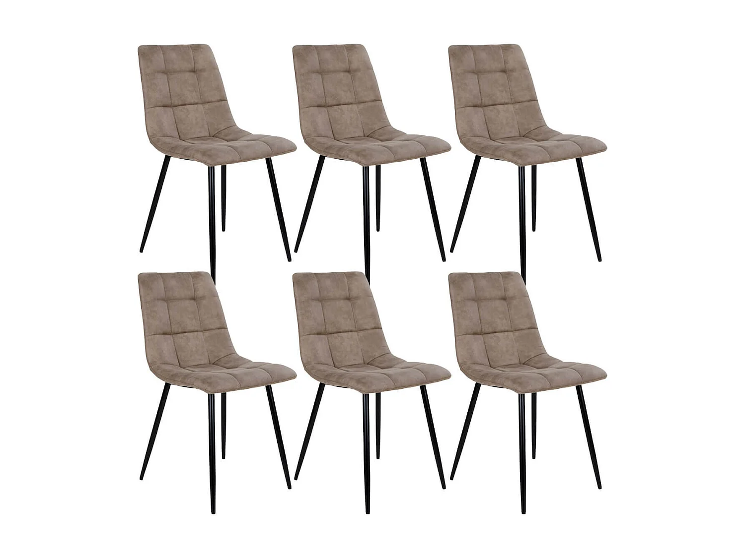 STRIB - Lot de 6 Chaises Tissu Marron et Piétement Acier