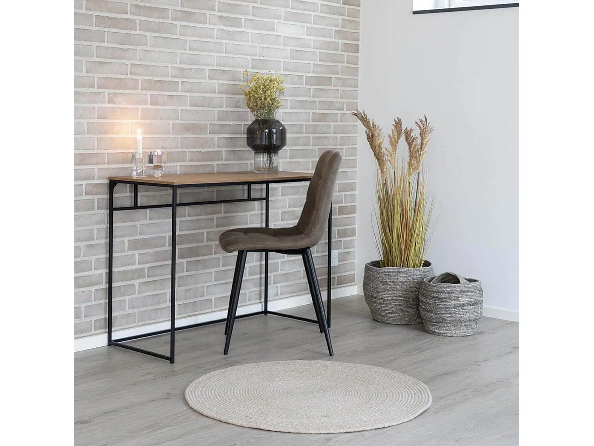STRIB - Lot de 6 Chaises Tissu Marron et Piétement Acier