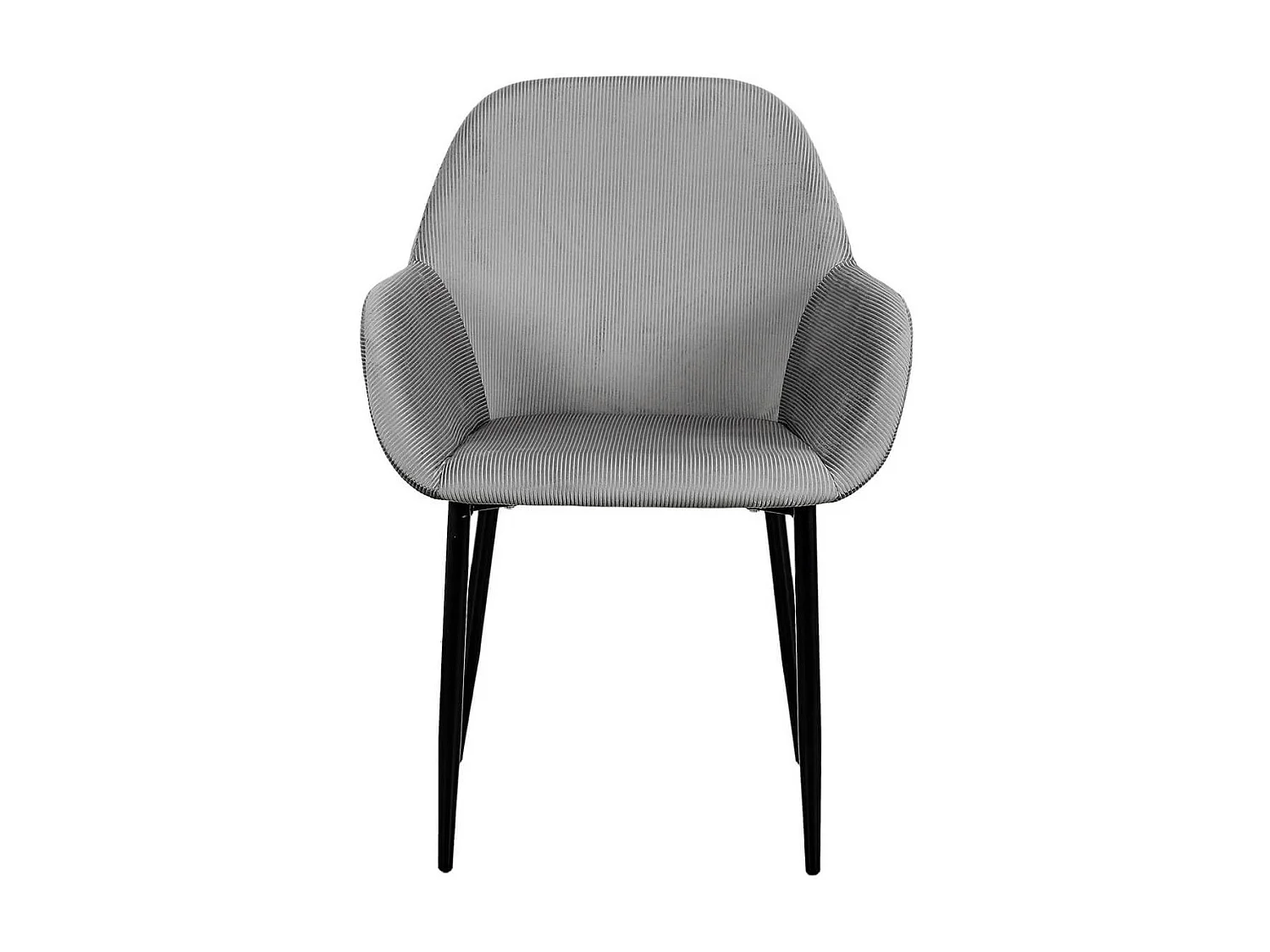 ALESSIA - Lot de 6 Fauteuils Velours Côtelé Gris
