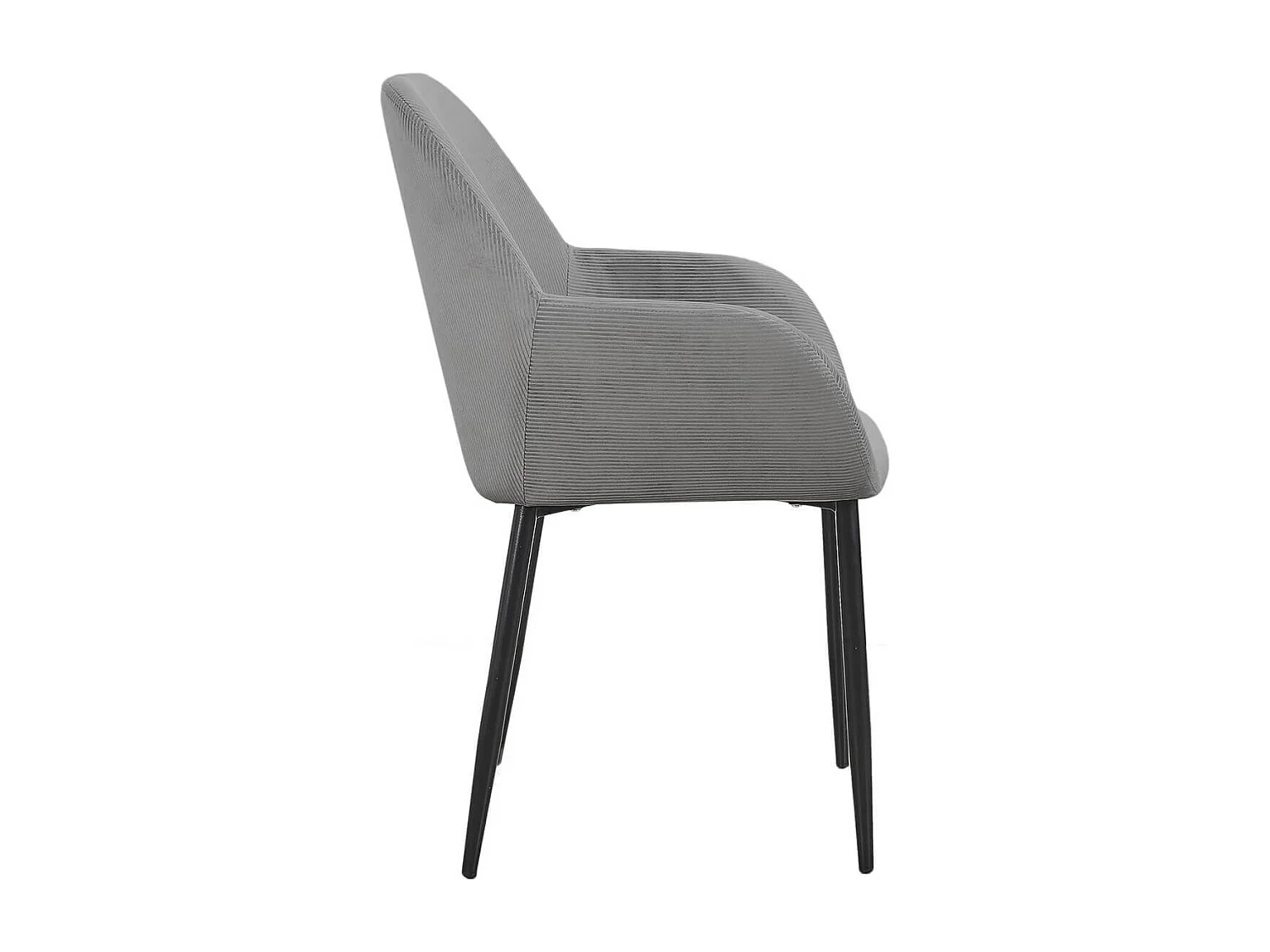 ALESSIA - Lot de 6 Fauteuils Velours Côtelé Gris