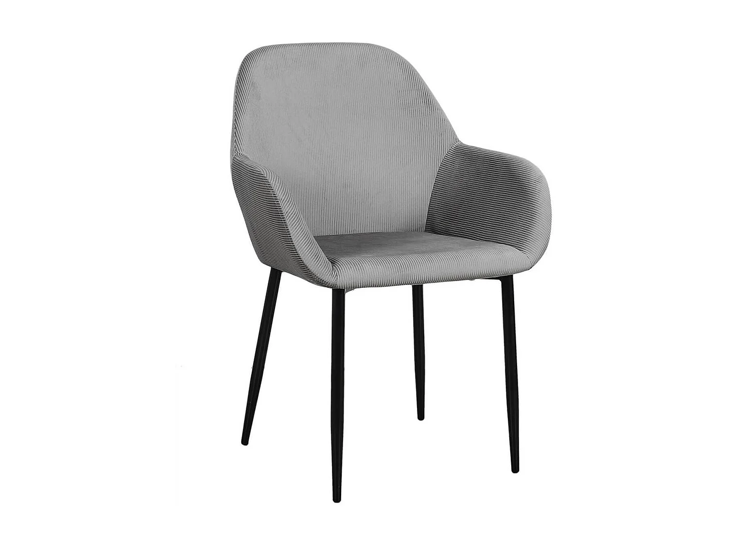 ALESSIA - Lot de 6 Fauteuils Velours Côtelé Gris