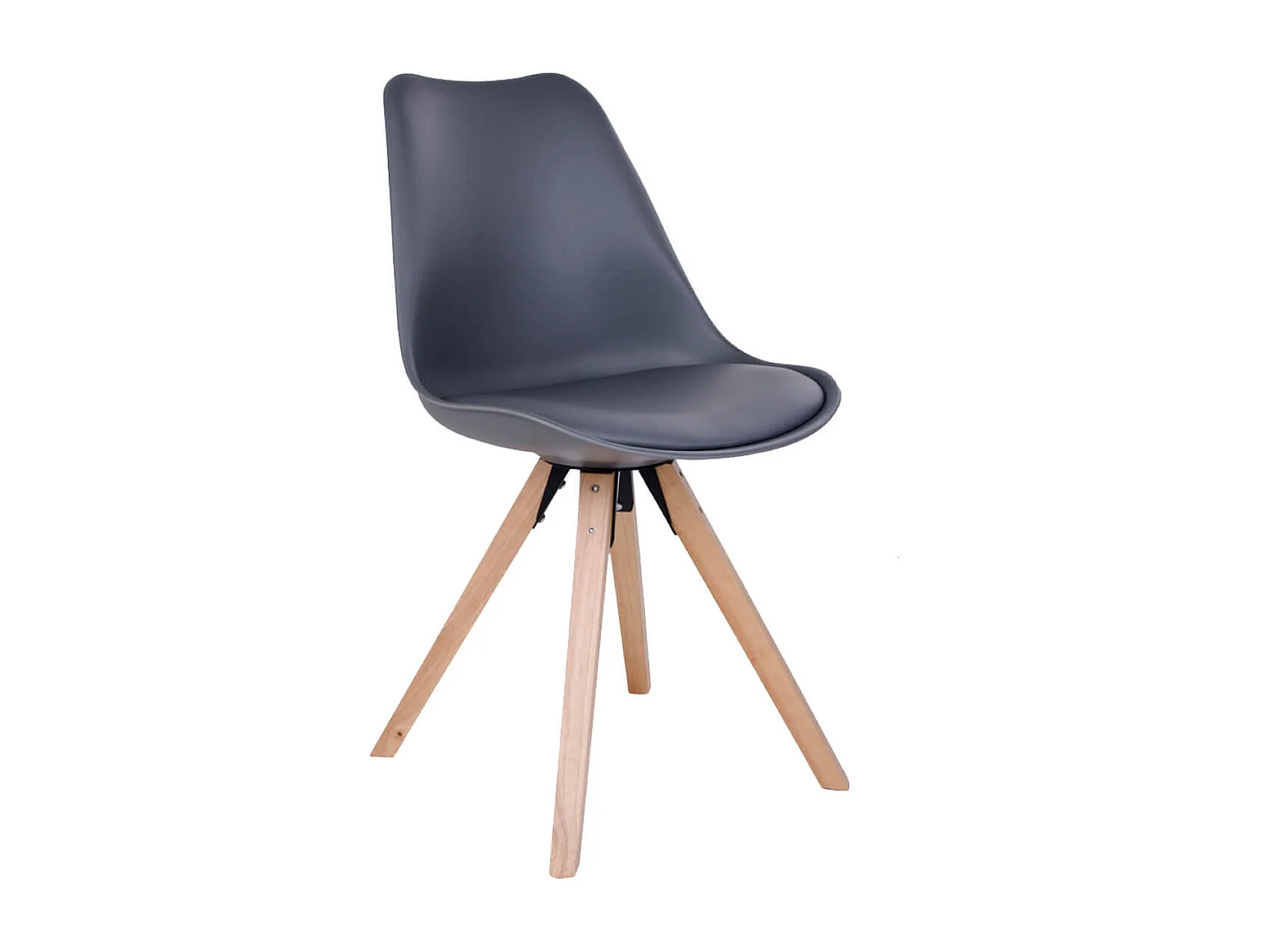 NIBBEN - Lot de 2 Chaises Grises et Piétement Hévéa