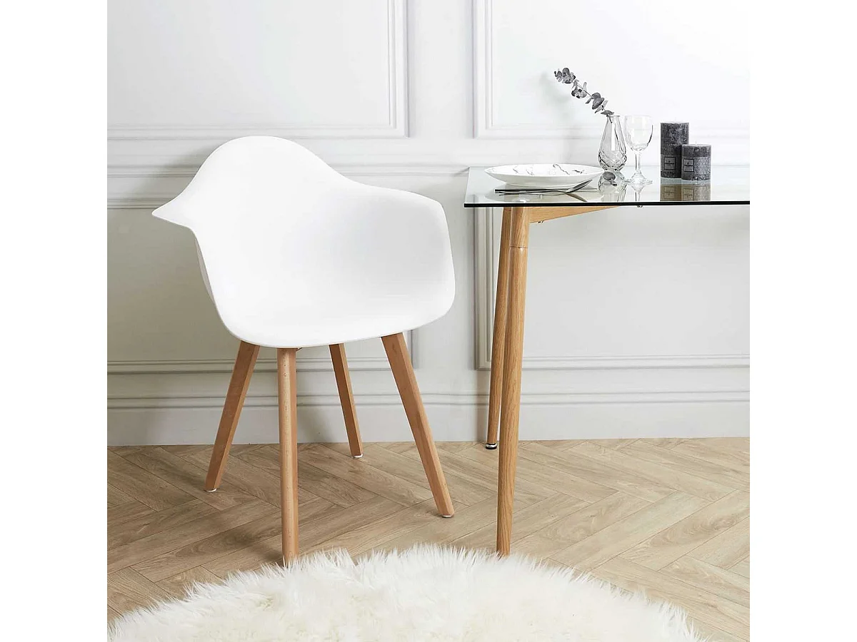 TRAVIS - Lot de 6 Fauteuils Assises Blanches