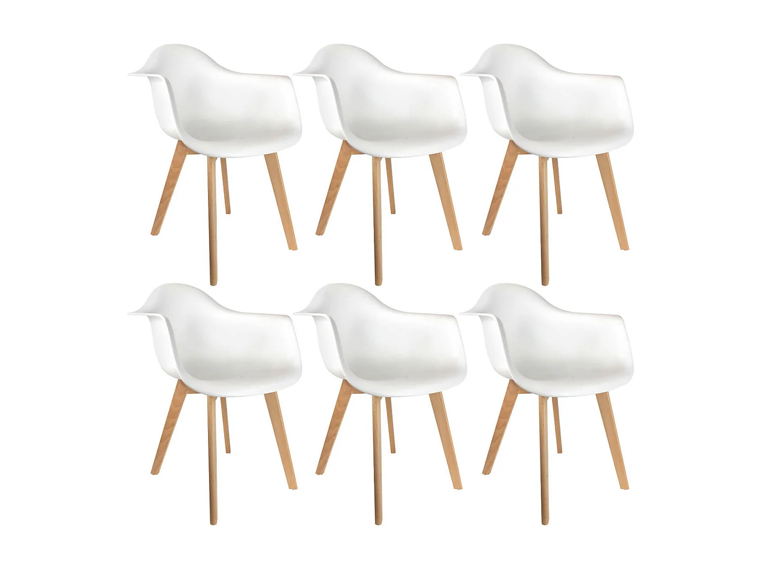 TRAVIS - Lot de 6 Fauteuils Assises Blanches