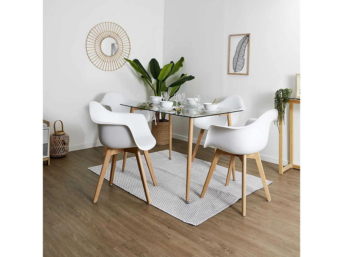 TRAVIS - Lot de 6 Fauteuils Assises Blanches