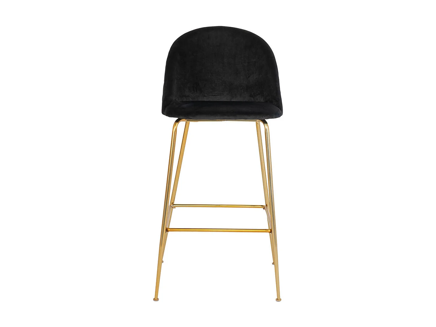 MEYRIN - Lot de 2 Chaises Hautes Velours Noir et Pieds Métal Doré