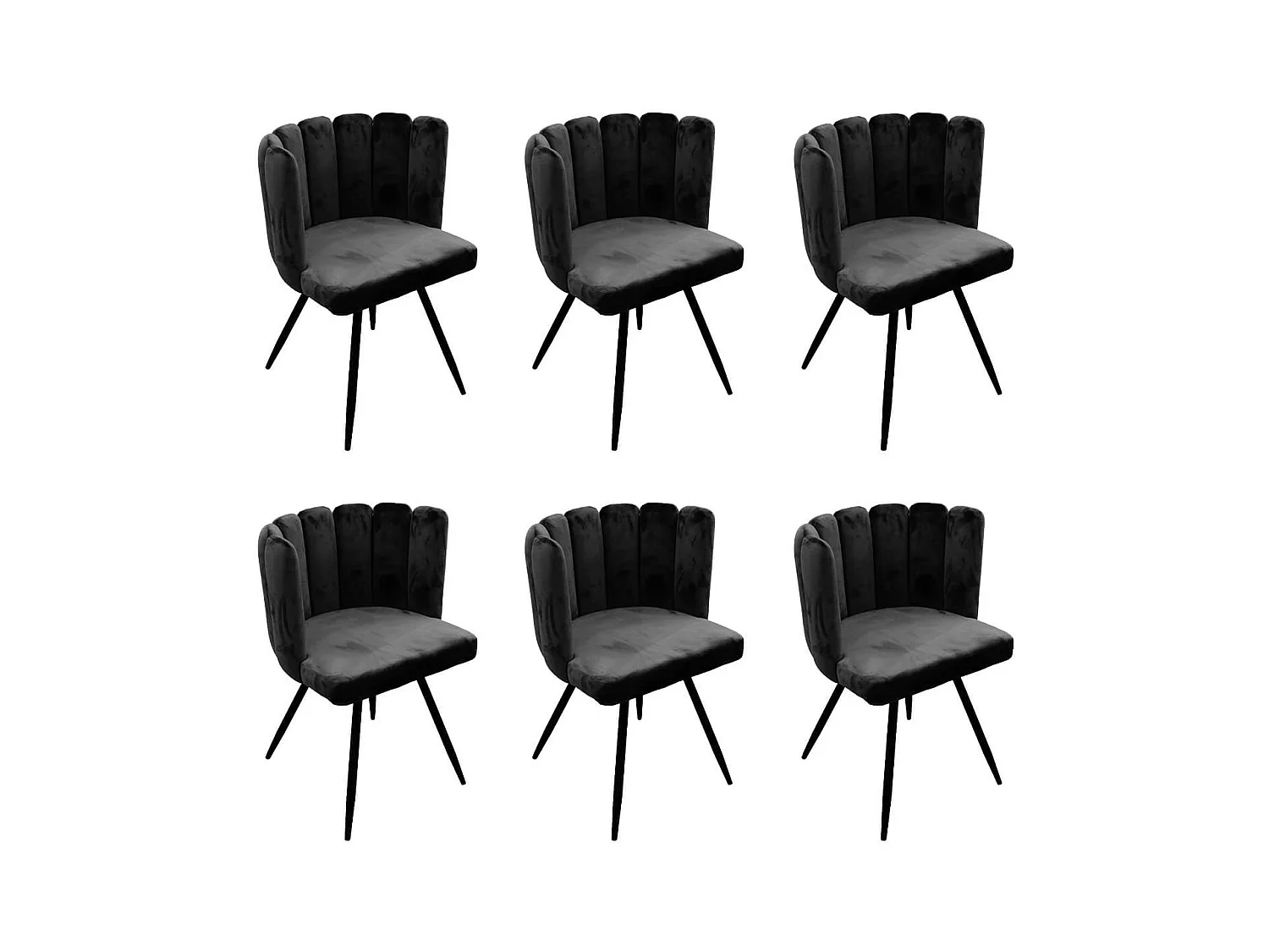 CHARLOTTE - Lot de 6 Chaises Velours Noir