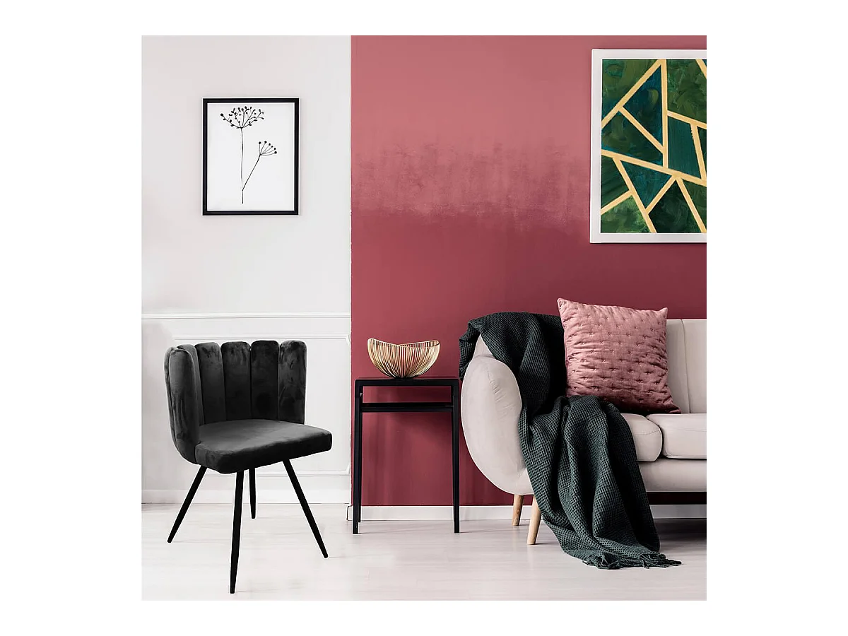 CHARLOTTE - Lot de 6 Chaises Velours Noir