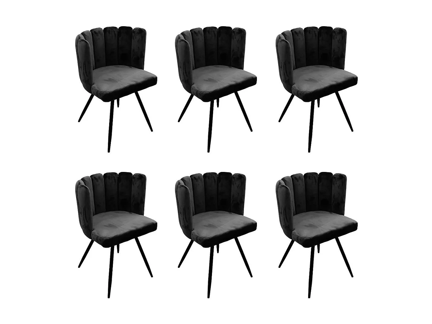 CHARLOTTE - Lot de 6 Chaises Velours Noir