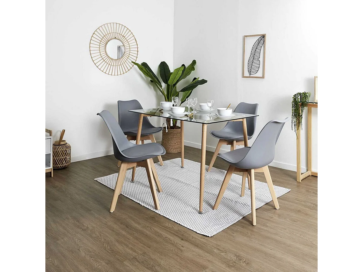 MEDALINE - Lot de 2 Chaises Scandinaves Grises