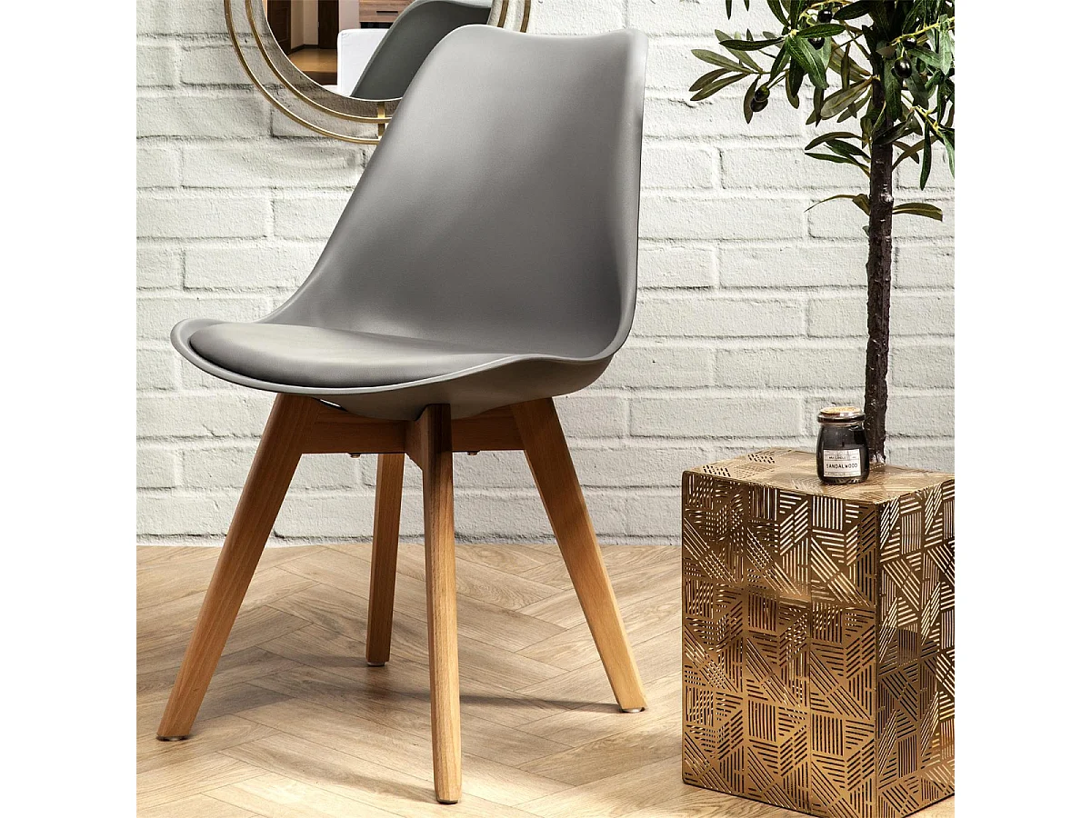 MEDALINE - Lot de 2 Chaises Scandinaves Grises