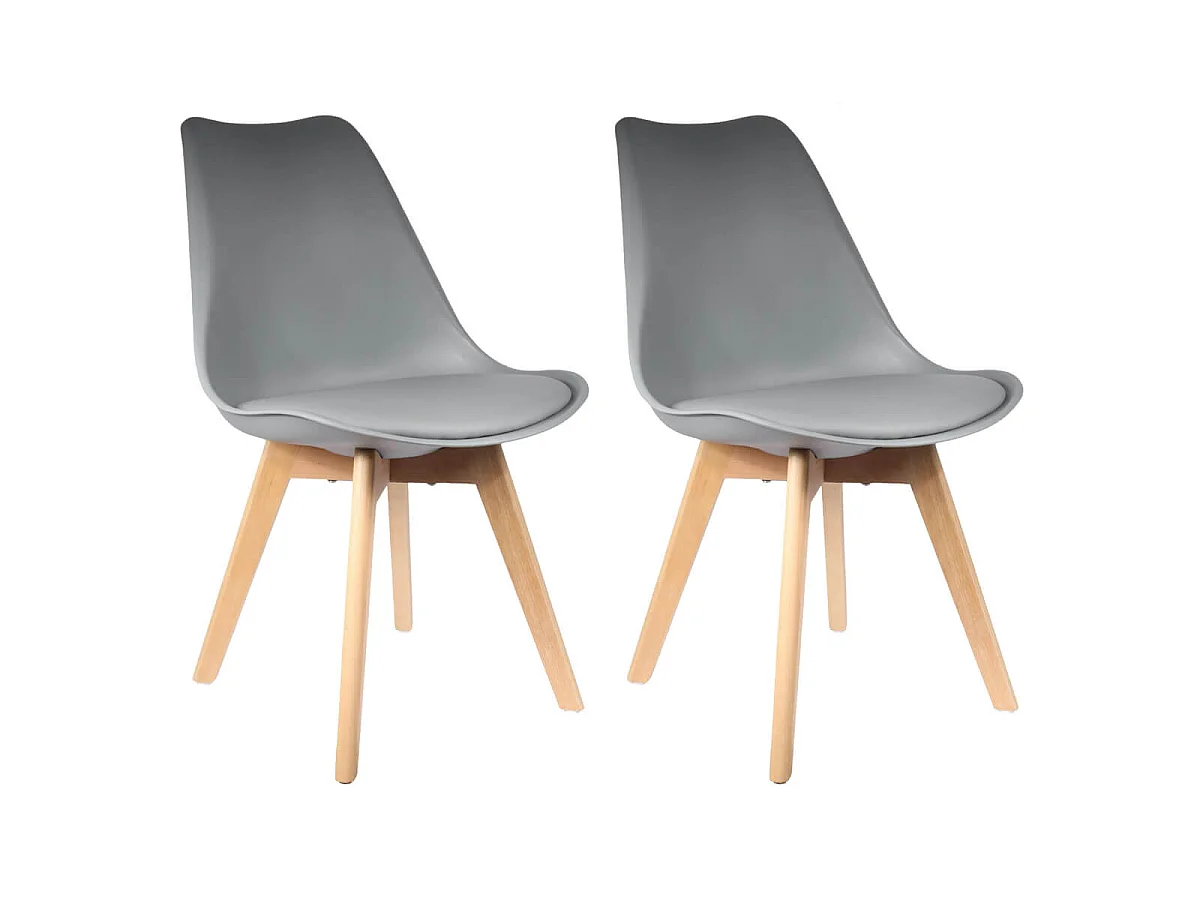 MEDALINE - Lot de 2 Chaises Scandinaves Grises