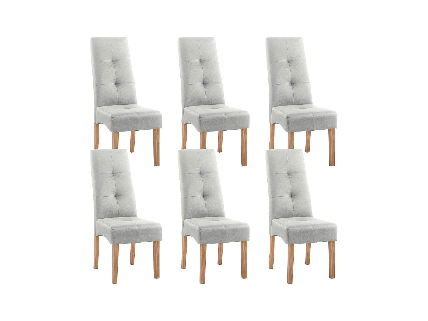 DALLAS - Lot de 6 Chaises Gris Clair et Pieds Naturels